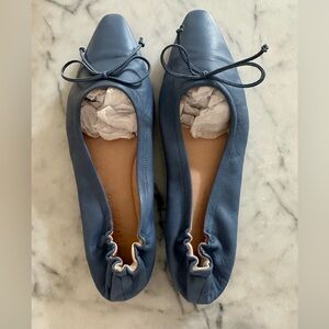 Club Monaco Blue Leather Ballet Flats